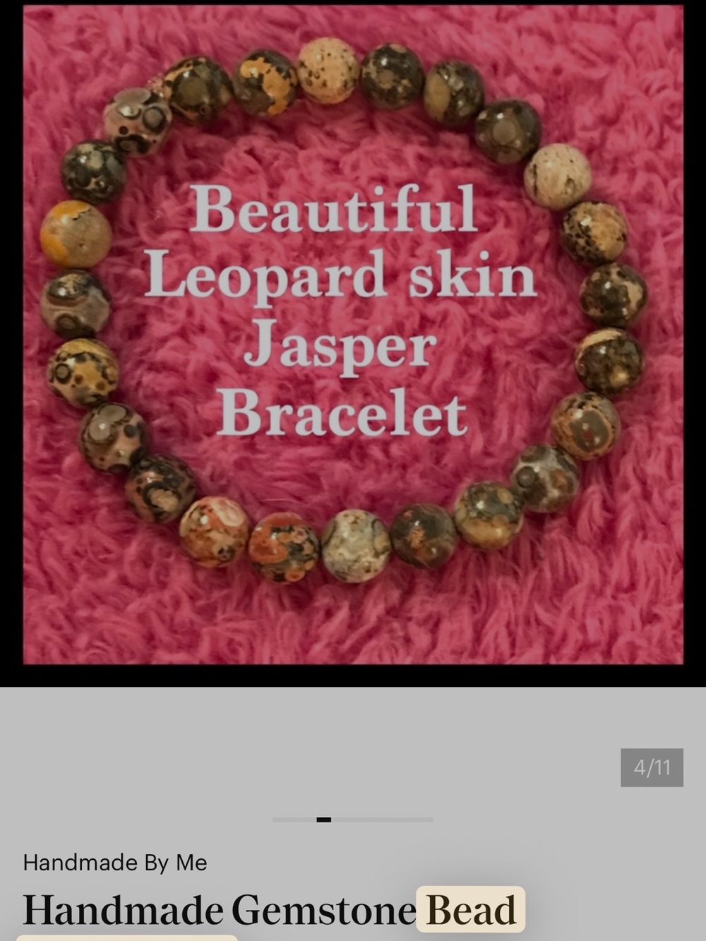 Leopard Skin Jasper Bead Stretch Bracelet - Brown & Orange Tones